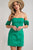 Green Denim Off Shoulder Dress(787)