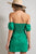 Green Denim Off Shoulder Dress(787)