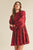 Burgundy Floral Pattern Dress(994)