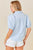 Blue Button Up Puff Sleeve Shirt(554)