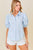 Blue Button Up Puff Sleeve Shirt(554)