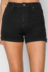 Risen High Rise Cuffed Black Denim Shorts(RDS6101)