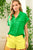 Green Short Sleeve Button Up Blouse(630)