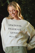 Oat “Grateful, Thankful, #momlife” Cropped Sweatshirt(696)