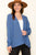 Blue Ribbed Dolman Sweater Cardigan(W494)