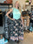 Navy Floral Maxi Skirt(W209)