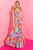 Pink/Blue Tropical Print Maxi Dress(W897)
