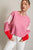 Pink Colorblock Dolman Sweater(990)