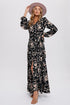 Black Floral Wrap Style Maxi Dress(W392)