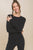 Black Soft Lightweight Sweater w/ Button Cuff(W636)