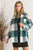 Green/Navy Plaid Button Up Shacket(W594)