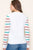 White Lightweight Crochet/Stripe Sleeve Sweater(359)