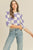 Purple Checkered Puff Sleeve Sweater(W714)