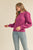 Magenta Ribbed Puff Sleeve Sweater(388)