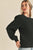 Black Ribbed Puff Sleeve Sweater(390)