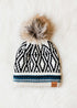 White/Black/Blue Patterned Knit Beanie(WH227)