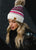 White/Black/Pink Patterned Knit Beanie(WH225)