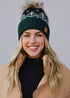 White/Black/GREEN Patterned Knit Beanie(WH226)