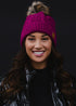 Magenta Cable Knit Beanie(H222)