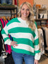 Green Stripe Oversized Sweater(W678)