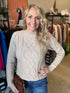 Taupe Mixed Cable Knit Mockneck Sweater(W695)