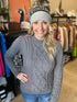 Charcoal Mixed Cable Knit Mockneck Sweater(351)