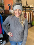Charcoal Mixed Cable Knit Mockneck Sweater(W696)