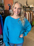 Teal Ribbed Dolman Sweater(343)