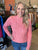 Pink Mixed Cable Knit Mockneck Sweater(349)