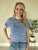 Blue Stripe Short Sleeve Top(162)