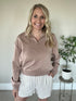 Tan 1/4 Zip Mineral Wash Soft Sweatshirt(160)