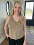 Tan V-neck Cropped Tank(167)