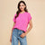 Candy Pink Textured Ribbed Pocket Tee(180)