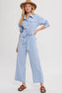 Chambray Button Down Jumpsuit(422)