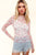 Ivory & Red Floral Mesh Top(185)