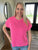 Candy Pink Textured Ribbed Pocket Tee(180)