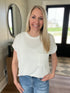 Off White Textured Ribbed Pocket Tee(178)