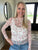 Ivory & Red Floral Mesh Top(185)