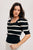 Black Stripe Short Puff Sleeve Sweater(468)