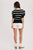 Black Stripe Short Puff Sleeve Sweater(468)