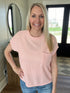 Blush Light Ribbed Sweater Short Sleeve Tee(182)