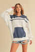 White/Blue Oversized Hooded Sweatshirt(W791)