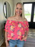 Coral Floral Off Shoulder Blouse(184)