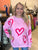 Pink Heart Oversized Sweater(379)