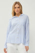 Blue/White Stripe Button Up Shirt(W753)