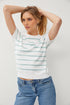 Mint Stripe Lightweight Short Sleeve Sweater(W755)
