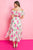 Cream/Pink Floral Off Shoulder Dress(595)