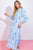 White/Blue Floral Eyelet Maxi Dress(W843)