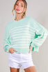 Mint/Cream Stripe Oversized Sweater(W754)