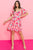 Pink Floral Short Dress(W781)